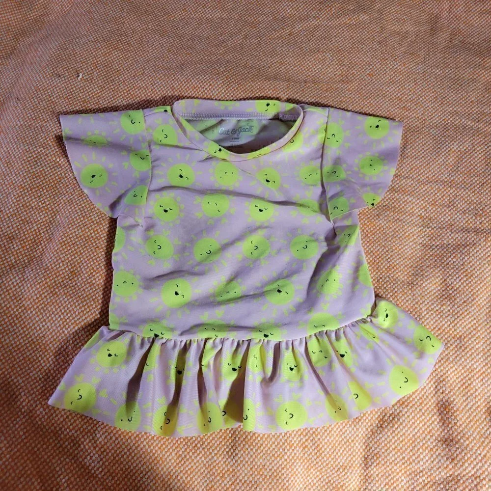 Cat & Jack Girls Swimsuit Top Pink And Yellow Sun's Size 18M